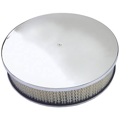 Trans-Dapt Performance Aluminum Air Cleaners 6701 Filter Assembly, 14 in. Diameter, Round, Steel/Aluminum, Polished, Chrome, 3 in. Filter, Each