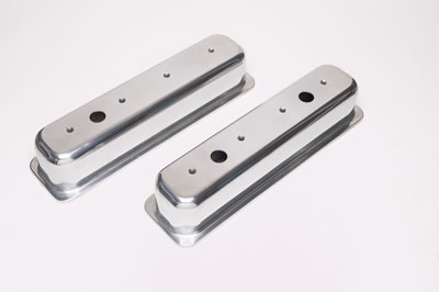 Trans-Dapt Performance Diecast Aluminum Valve Covers 6989 Covers, Tall, Cast Aluminum, Polished, Plain, Centerbolt, Chevy, Small Block, Pair thumbnail 2