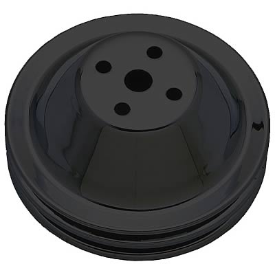 Trans-Dapt Performance Powdercoated Pulleys 8601 Water Pump Pulley, Steel, 2-Groove, 6.4 in. Dia., Satin Black Powdercoat, Chevy, Small Block, Short Pump, Each