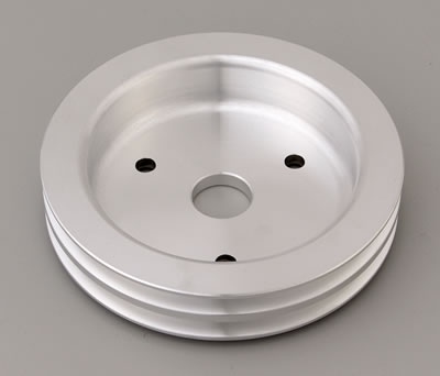 Trans-Dapt Performance Aluminum Crankshaft Pulleys 8877 Pulley, V-Belt, 2-Groove, 6.6 in., Aluminum, Natural, Chevy, Big Block, Short Pump, Each thumbnail 2