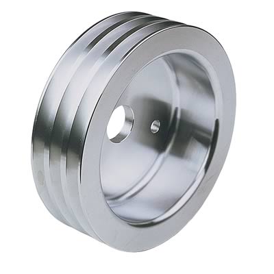 Trans-Dapt Performance Aluminum Crankshaft Pulleys 8880 Pulley, V-Belt, 3-Groove, 6.6 in., Aluminum, Machined, Chevy, Small Block, Short Pump, Each