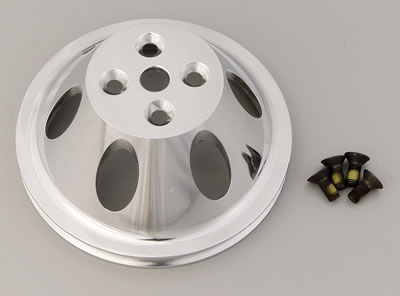 Trans-Dapt Performance Aluminum Water Pump Pulleys 8890 Pulley, V-Belt, 1-Groove, Aluminum, Polished, Chevy, Big Block, Short Pump, Each thumbnail 2