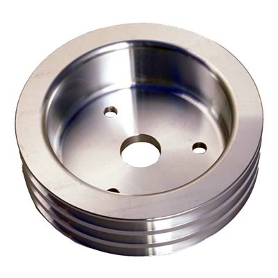 Trans-Dapt Performance Aluminum Crankshaft Pulleys 8894 Pulley, V-Belt, 3-Groove, Aluminum, Polished, Chevy, Big Block, Short Pump, Each thumbnail 2