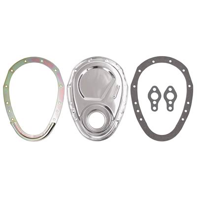 Trans-Dapt Performance Timing Covers 8909 Cover, 2-Piece, Steel, Chrome Plated, Chevy, Small Block, Each thumbnail 2