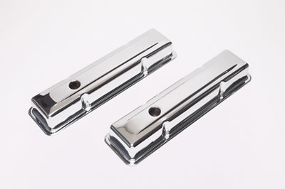 Trans-Dapt Performance Chrome Valve Covers 9216 Covers, Stock Height, Steel, Chrome, Plain, Chevy, Small Block, Pair thumbnail 2
