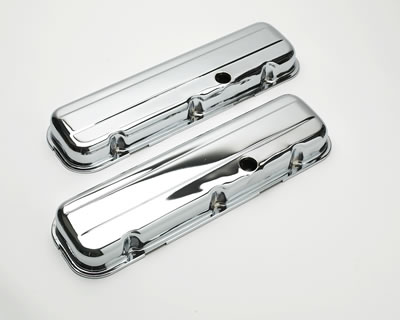 Trans-Dapt Performance Chrome Valve Covers 4966 Covers, Stock Height, Steel, Chrome, Plain, Chevy, Big Block, Pair thumbnail 2
