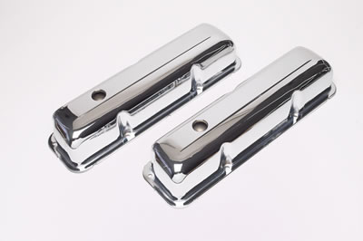 Trans-Dapt Performance Chrome Valve Covers 9296 Covers, Stock Height, Steel, Chrome, Plain, Ford, 352-428, Pair thumbnail 2