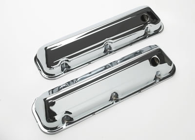 Trans-Dapt Performance Chrome Valve Covers 9297 Covers, Stock Height, Steel, Chrome, Plain, Ford, 429-460, Pair thumbnail 2