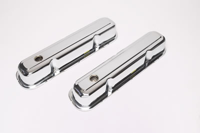 Trans-Dapt Performance Chrome Valve Covers 9298 Covers, Stock Height, Steel, Chrome, Plain, Chrysler, Small Block, Pair thumbnail 2
