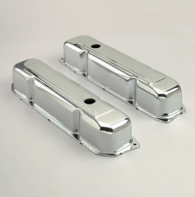Trans-Dapt Performance Chrome Valve Covers 9299 Covers, Stock Height, Steel, Chrome, Plain, Chrysler, Big Block, Pair thumbnail 2