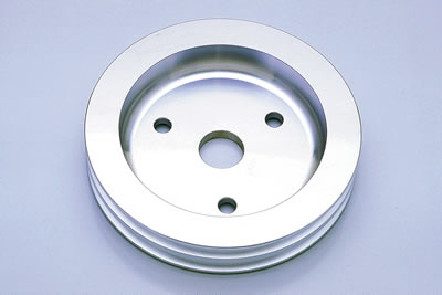 Trans-Dapt Performance Aluminum Crankshaft Pulleys 9481 Pulley, V-Belt, 2-Groove, 6.6 in., Aluminum, Natural, Chevy, Small Block, Short Pump, Each thumbnail 2
