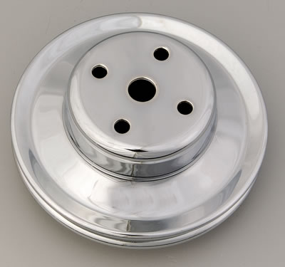 Trans-Dapt Performance Chrome Water Pump Pulleys 9723 Pulley, V-Belt, 2-Groove, Steel, Chrome, Chevy, Big Block, Long Pump, Each thumbnail 5
