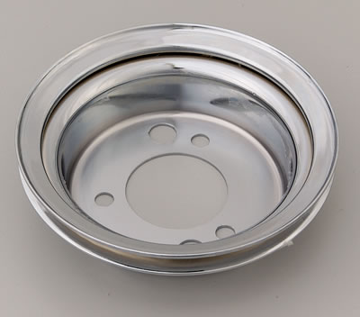 Trans-Dapt Performance Steel Crankshaft Pulleys 9817 Pulley, V-Belt, 1-Groove, 6.8 in., Steel, Chrome, Chevy, Big Block, Short Pump, Each thumbnail 4