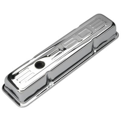 Trans-Dapt Performance Chrome Valve Covers 9841 Covers, Tall, Steel, Chrome, 350 Logo, Chevy, Small Block, Pair thumbnail 4
