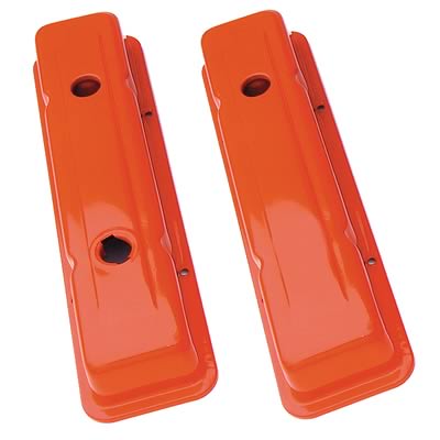 Trans-Dapt Performance OEM Reproduction Colormatch Valve Covers 9916 Covers, Stock Height, Steel, Orange, Plain, Chevy, Small Block, Pair