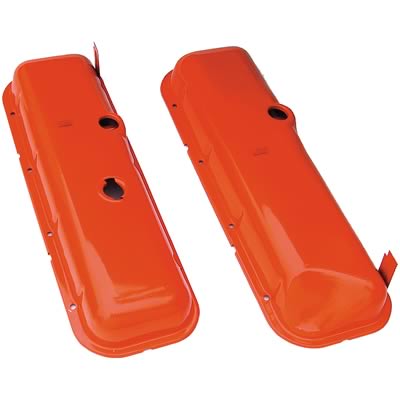 Trans-Dapt Performance OEM Reproduction Colormatch Valve Covers 9918 Covers, Stock Height, Steel, Orange, Plain, Chevy, Big Block, Pair