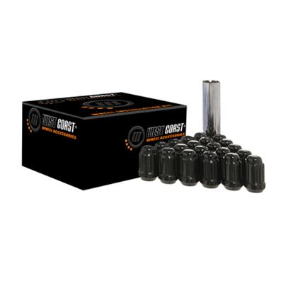West Coast Accessories Lug Nut Installation Kits W56014SB Wheel Kit, Conical Seat, Spline Drive, 14mm x 1.5 RH, Closed End, Steel, Black, Set of 24