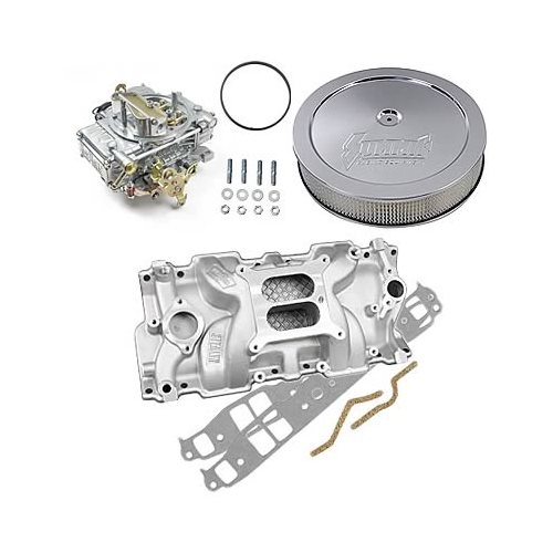 SBC Chevy 350 Weiand 8150 Intake, Holley 600 cfm Carb, & Air Cleaner Combo eBay
