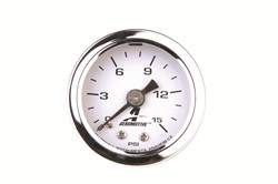 Aeromotive 1.5 Inch 0-15 psi Liquid-Filled Fuel Pressure Gauge Mechanical White Face 15632