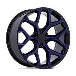 Performance Replicas PR176 Gloss Black Wheels with Blue Milled Accents 20x9