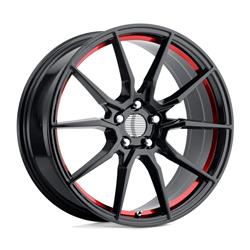 Performance Replicas PR193 Gloss Black Wheels with Red Accent 17x9