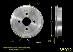 Bendix Brakes Brake Drums for 2000-2005 ECHO - PDR0750