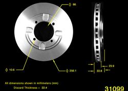 Bendix Brakes Global Brake Rotors for 1991-1992 MIRAGE - PRT1544