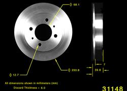 Bendix Brakes Global Brake Rotors for 1995-1998 200SX, 1991-1993 NX, 1991-1999 SENTRA - PRT1555