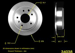 Bendix Brakes Global Brake Rotors for 1988-1989 VANDEN PLAS, 1988-1992 XJ6 - PRT1570