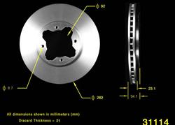 Bendix Brakes Global Brake Rotors for 1995-1998 TL, 1992-1994 VIGOR - PRT1591
