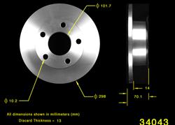 Bendix Brakes Global Brake Rotors for 1993 DEFENDER 110, 1994-1999 DISCOVERY, 1987-1989 RANGE ROVER - PRT1754
