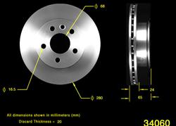 Bendix Brakes Global Brake Rotors for 1993-1995 EUROVAN - PRT1772