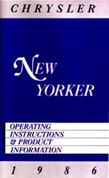 Bishko Factory OEM Owner's Manuals and User Guides for 1986 NEW YORKER - 1000