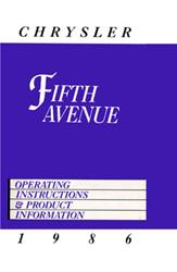 Bishko Factory OEM Owner's Manuals and User Guides for 1983-1989 FIFTH AVENUE - 1001
