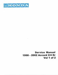 Bishko Factory OEM Service Manuals for 1998-2002 ACCORD - 10340