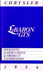 Bishko Factory OEM Owner's Manuals and User Guides for 1986 LEBARON - 1206