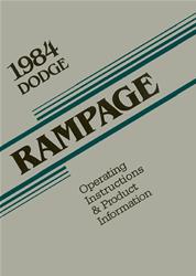 Bishko Factory OEM Owner's Manuals and User Guides for 1984 RAMPAGE - 2922