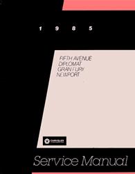Bishko Factory OEM Service Manuals for 1985 DIPLOMAT, FIFTH AVENUE, GRAN FURY - 6621