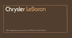Bishko Factory OEM Owner's Manuals and User Guides for 1981 LEBARON - 7355