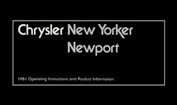Bishko Factory OEM Owner's Manuals and User Guides for 1981 NEW YORKER, NEWPORT - 7356
