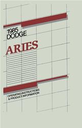 Bishko Factory OEM Owner's Manuals and User Guides for 1985 ARIES - 7734