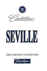 Bishko Factory OEM Owner's Manuals and User Guides for 1994 SEVILLE - 7935
