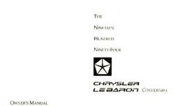 Bishko Factory OEM Owner's Manuals and User Guides for 1994 LEBARON - 8107