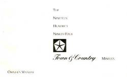 Bishko Factory OEM Owner's Manuals and User Guides for 1994 TOWN & COUNTRY - 8193