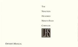 Bishko Factory OEM Owner's Manuals and User Guides for 1994 LHS - 8221