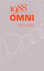 Bishko Factory OEM Owner's Manuals and User Guides for 1988 OMNI - 9529