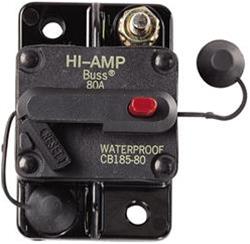 Bussmann Type III High-Amp Waterproof, Flush Mount Manual Reset Circuit Breakers with SEMS Nuts CB185-100