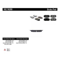 Centric C-Tek Semi-Metallic Brake Pads for 2012-2018 YARIS - 102.16280