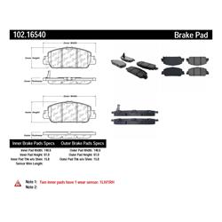 Centric C-Tek Semi-Metallic Brake Pads for 2013-2022 ACCORD, 2016-2021 HR-V - 102.16540
