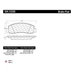 Centric Posi Quiet Semi-Metallic Brake Pads for 2010-2013 F-250 SUPER DUTY, 2010-2012 F-350 SUPER DUTY - 104.13330